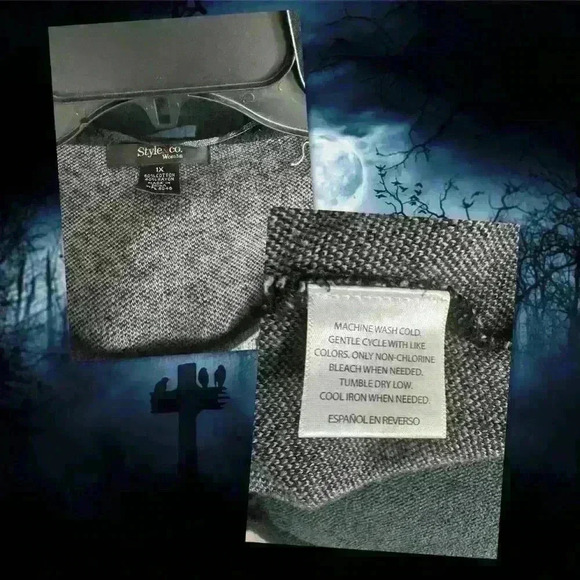 Style & Co Women’s 1X Grey Ombre Print Long Sleeve Tunic Sweater - Picture 2 of 3